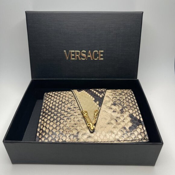 Versace Snake-Print Calfskin Leather Compact Wallet - NWOT - Picture 10 of 11